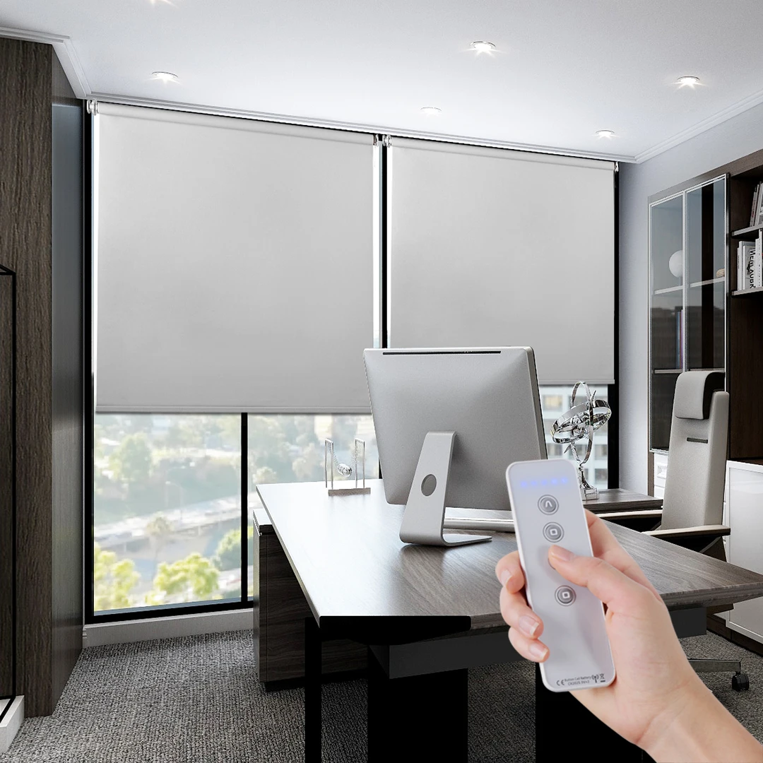 

App Controlled Motorized Blinds, Smart WiFi Roller Shades Blackout Custom Size, Electric Remote Voice Control Alexa Google