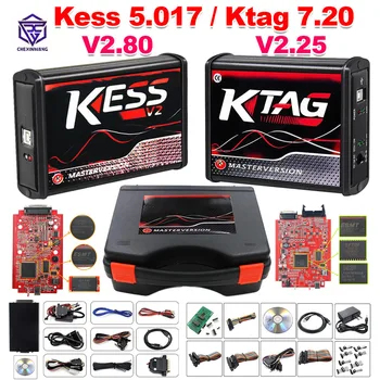 Kess Ktag Ecu programador Kess V2 V5.017 Online 2.80 EU Red KTAG 7.020 2.25 ECU Chip Tuning Kit de reparo ilimitado Caixa de ferramentas completa