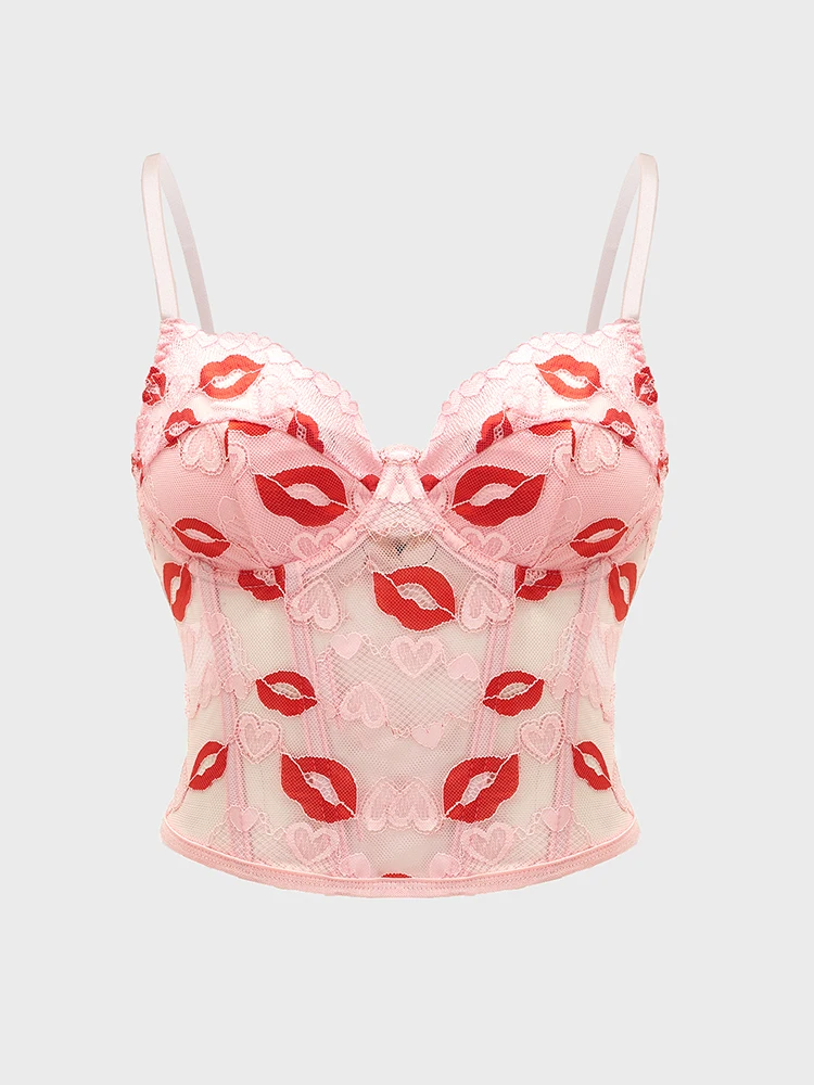 Sexy Red Lips Printed Tank Women's Crop Tops Sleeveless Corset Summer Comfort Suspenders Streetwear Sleeveless Shirt Vest Y2k