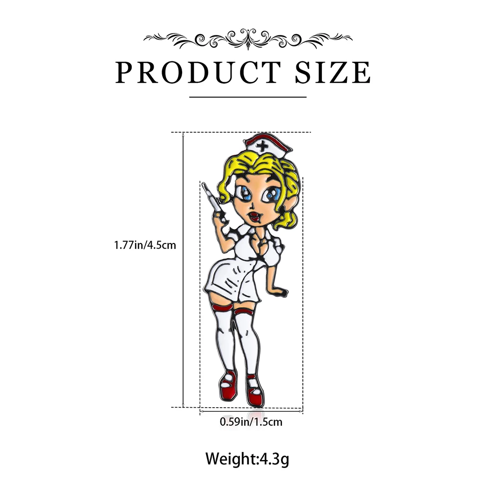 Hanreshe Sexy Nurse Enamel Brooch Pin Medical Jewelry Lapel Backpack Hat Badge Funny Medicine Gifts for Doctor and Women Girls