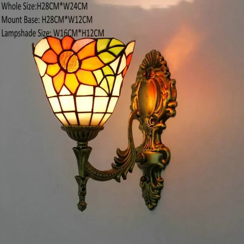 Vintage Turkish Wall Lamp Bedroom Aisle Corridor Bathroom Stained Glass Lampshade Butterfly Wall Light