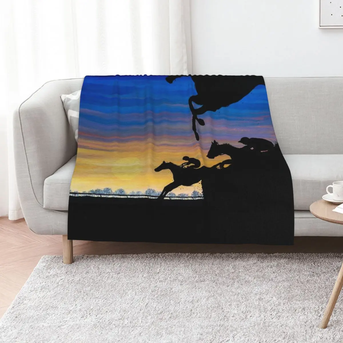 Newmarket Race Horses at Sunrise Painting Throw Blanket warm for winter Plaid on the sofa anime Bed linens Loose Luxury Blankets