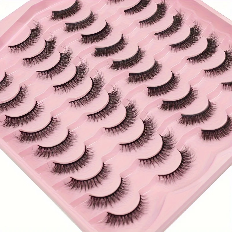 20 pares de lujoso juego de pestañas postizas de ojo de gato de visón artificial 3D: esponjoso, grueso, rizado, natural, reutilizable, fácil de aplicar - su