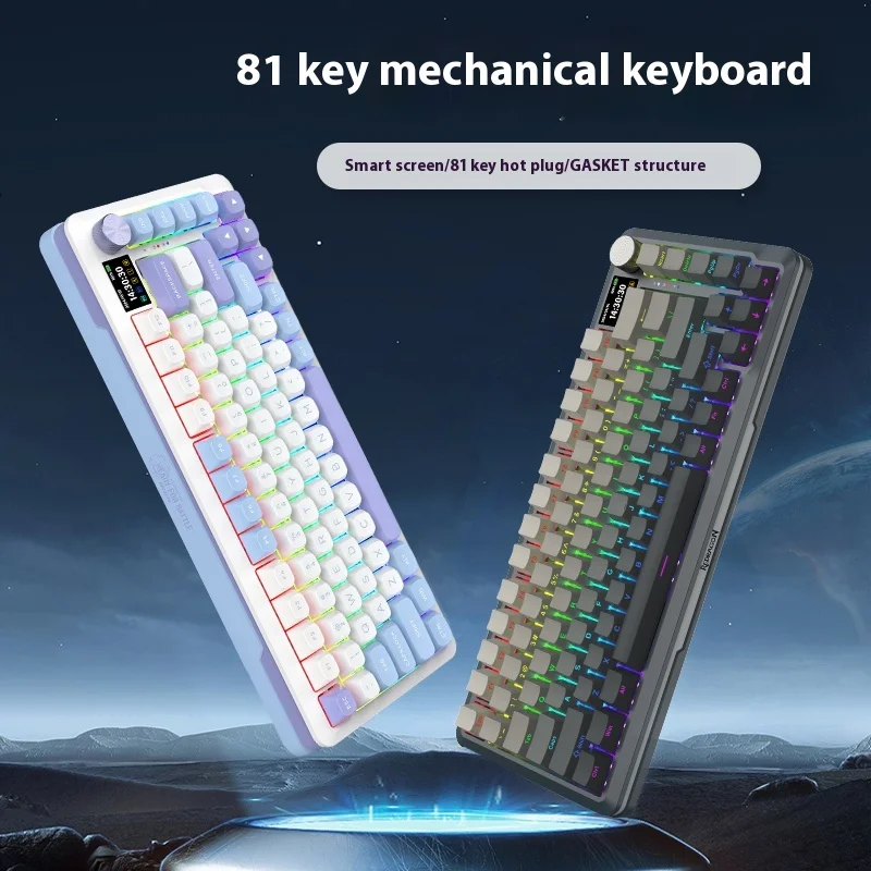 Original Redragon KS82Ultra Mechanical Keyboard Wireless Bluetooth 3Mode Gasket RGB Screen Knob Hot Swap PC Gaming Keyboard