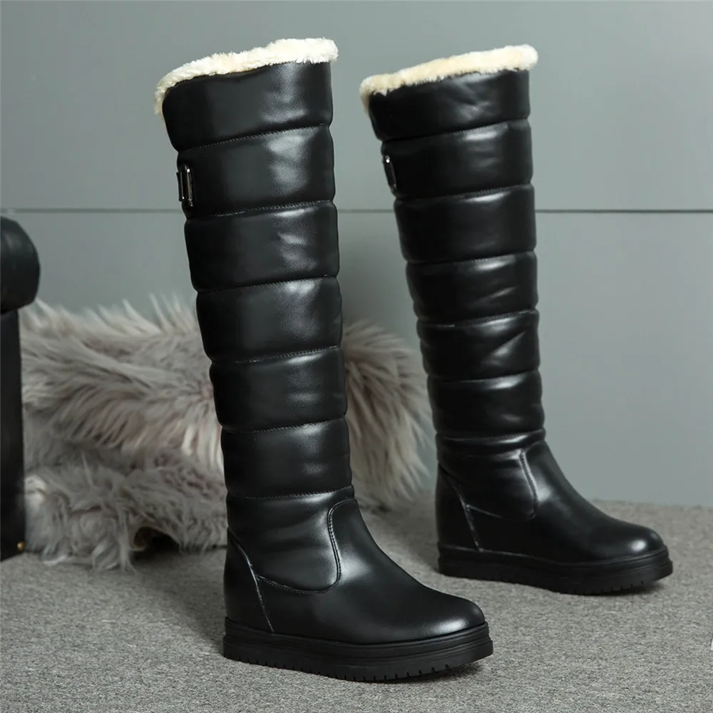 Winter Warm Pink White Snow Boots Women Shoes 2024 Low Heels Knee High Boots Female Platform Plush Long Boats Mujer Black 34-43