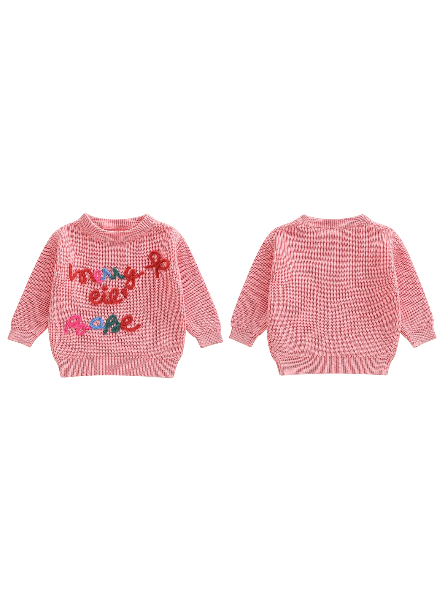 

Children s Christmas Sweater Cozy Long Sleeve Crew Neck Knitwear with Festive Letters for Winter Outfit