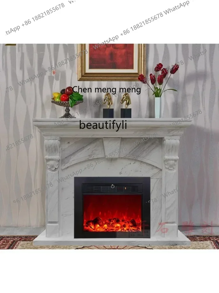 D178   Natural stone marble fireplace stone carving simple modern American wire carving decorative cabinet ornament