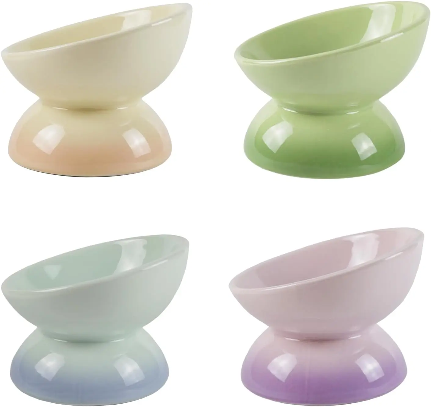 Ceramic Elevated Cat Bowls Tilted Cat Food Bowl Dish Pet Feeder Bowl Dishwasher Microwave Safe chat accessoires pour chats perro