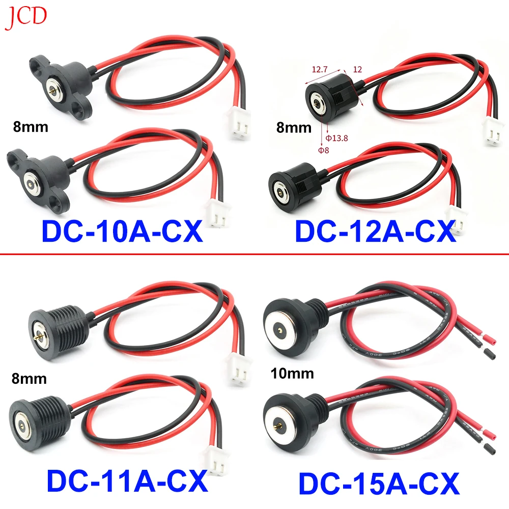 JCD 1pc  DC-10A/11A-CX DC-12A-CX DC-15A-CX Magnetic Male Female Connector W/ XH Terminal 8mm 10mm Magnetic Plug With Line Cable