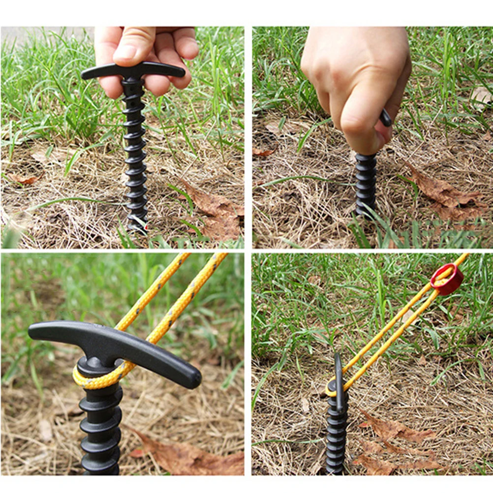 

10 pcs Spiral Nylon Tent Stakes Durable Pegs Pins for Camping Tents Canopies Garden Anti Rust Reusable Ground Anchor
