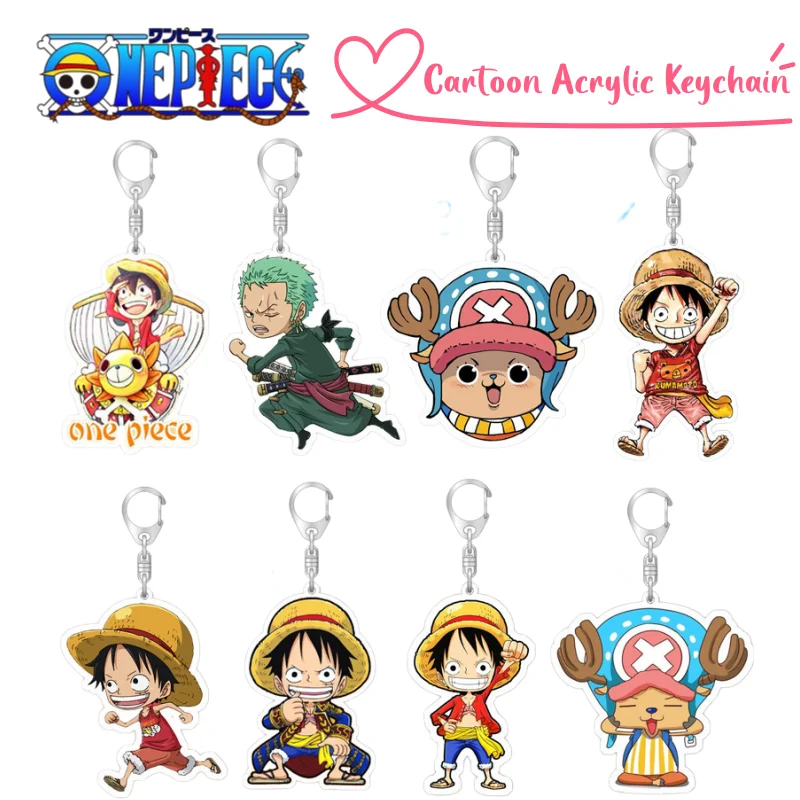 New One Piece Luffy Zoro Creative and Exquisite Acrylic Keychain Anime Peripheral Cartoon Student School Bag Pendant Decoration