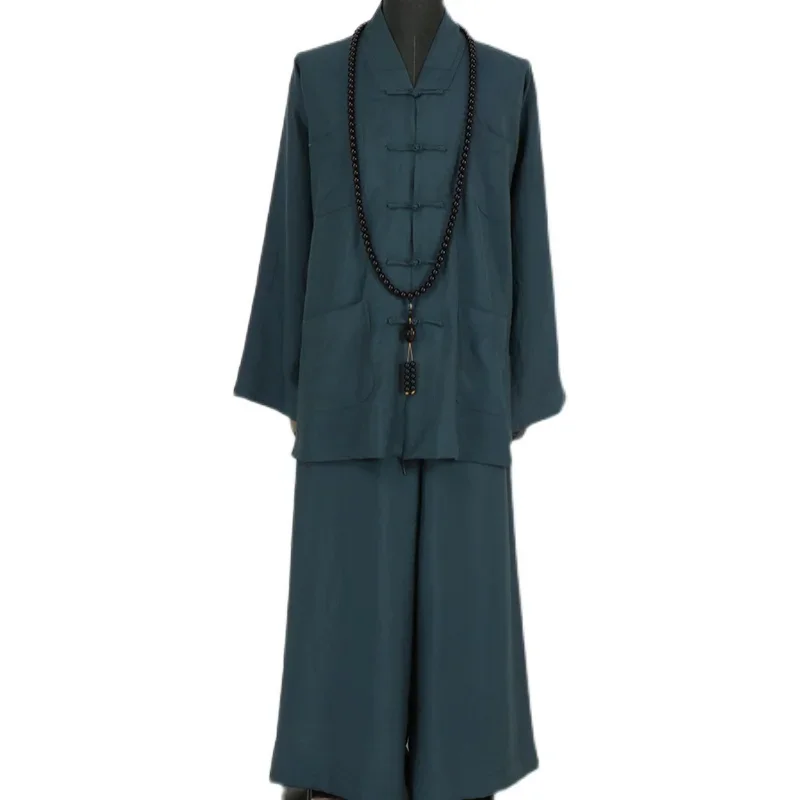 

Summer Traditional Chinese Monk Clothes for Men Anti-wrinkle Breathable Kung Fu Uniform Shaolin Tops Pants