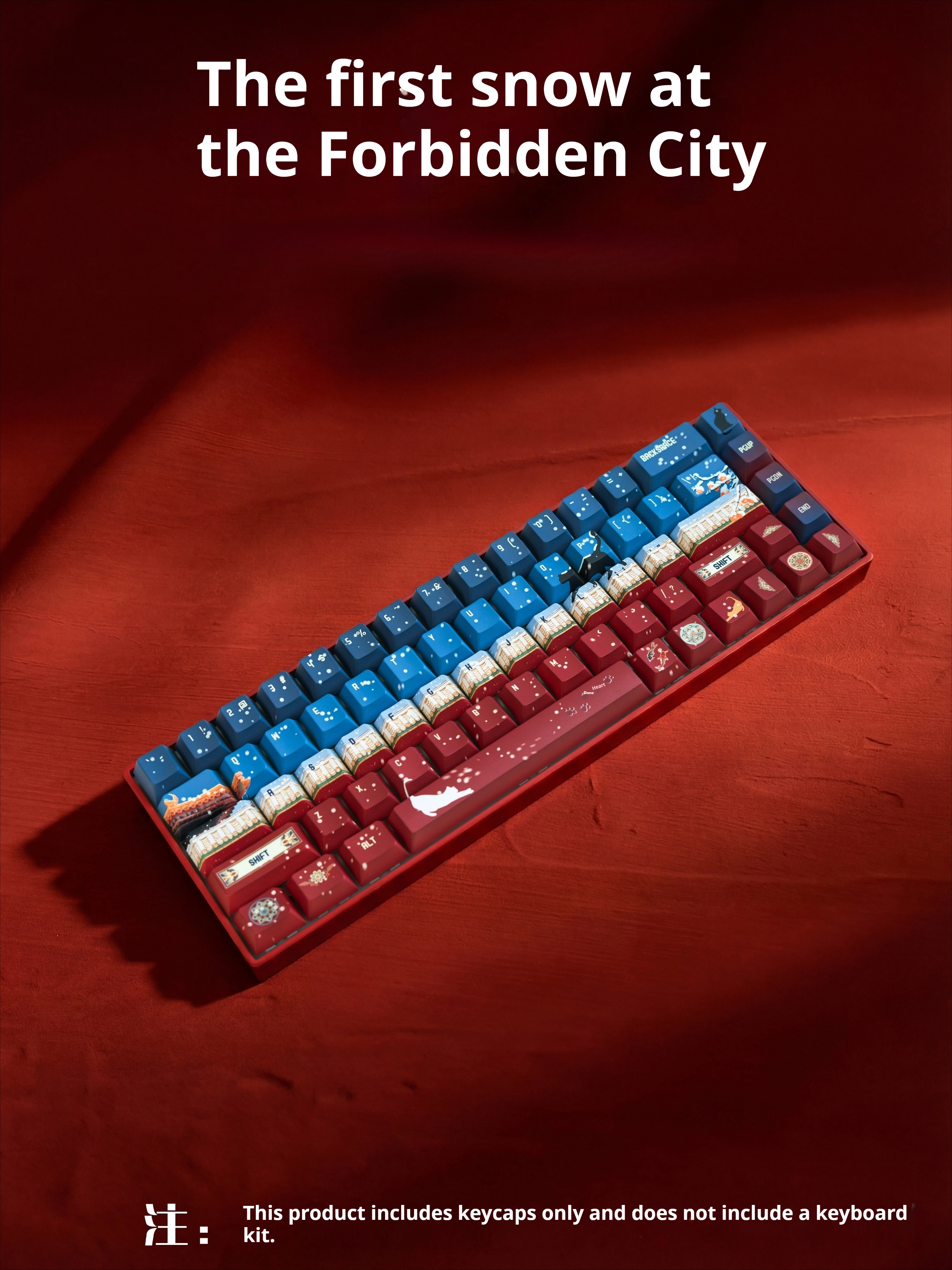 Chinese Forbidden City Inspired Keycaps First Snow Design Red Ancient Style Mechanical Keyboard Accessories