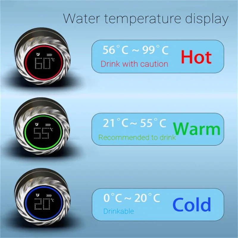 Smart Water Bottle Reminder to Drink Stainless Steel Insulated 500ml Digital Temperature Display Uv Self Cleaning Thermal Bottle