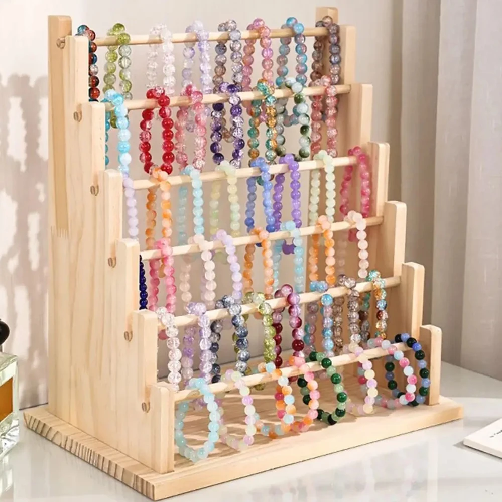 Multi-layer Solid Wood Bracelet Display Stand Organization Jewelry Bangle Removable Display Storage Showcase Decorative