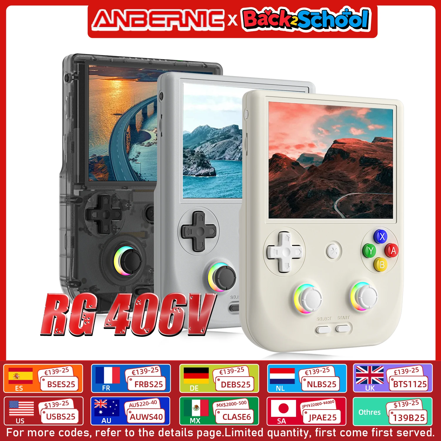 ANBERNIC-consola de juegos portátil RG406V, pantalla táctil IPS de 4 pulgadas, Android 13, Unisoc T820, reproductor de juegos de 64 bits, iluminación RGB de 5500mAh