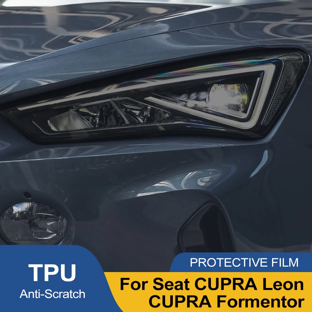Smoke Black Pre Cut Car Headlight Protective Film for Seat CUPRA Formentor Leon 2021-2025 TPU PPF Anti-Scratch Vinyl Wrap Kit