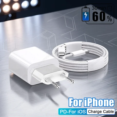 PD 30W Fast Charger For iPhone 15 11 12 13 14 16 Pro Max Plus XR X XS Max Fast Charging Plug USB Type C Cable Phone Accessories