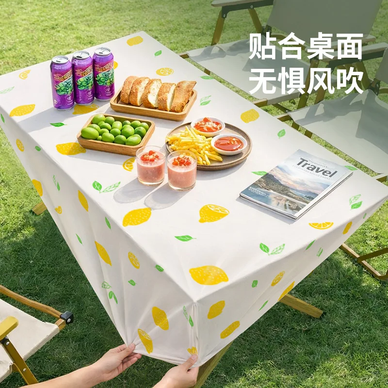 Lemon printed tablecloth windproof, waterproof and oil-proof cover through tablecloth with bundle mouth dining table cloth