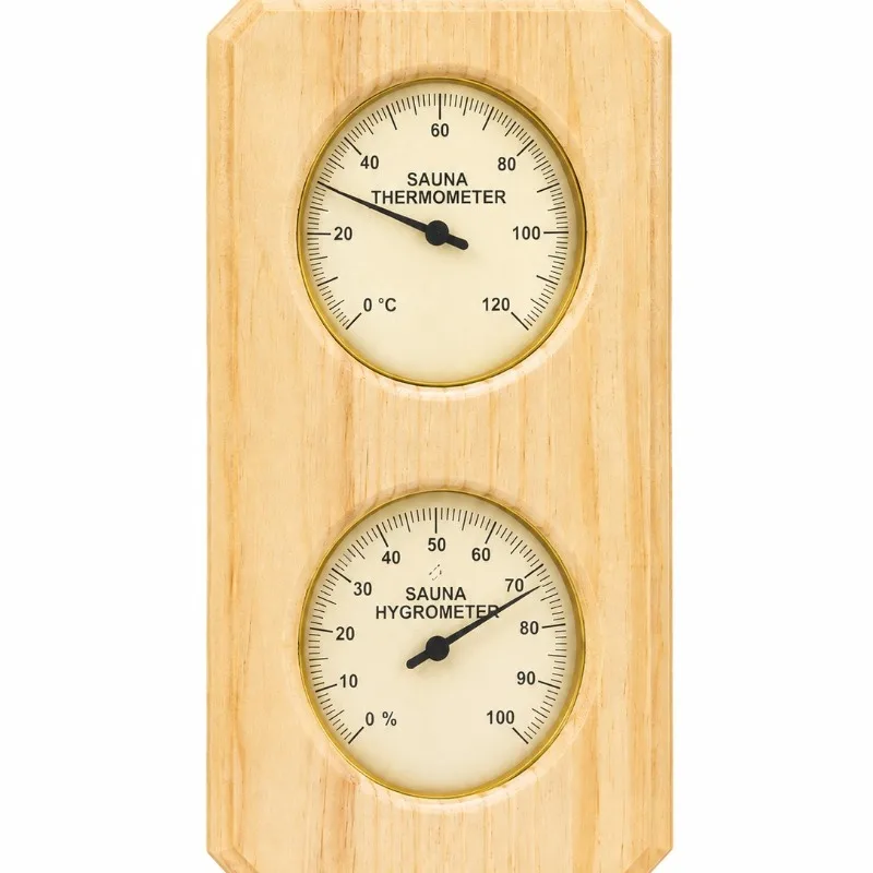 Kaitai Pine Wood Sauna Thermometer Hygrometer Mechanical Wall Mount Temperature Humidity Gauge Sauna Room Accessories