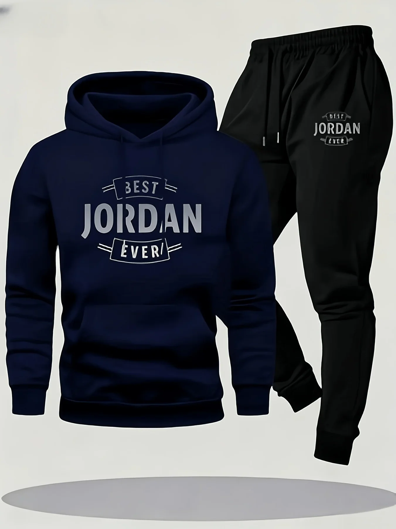 Mens Tracksuit Two Piece Set Hoodie Sweatshirt Drawstring Jogger Pants Casual Streetwear Gym Running Outfit