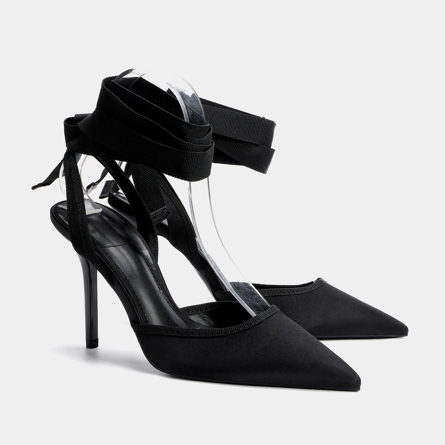 

Snake Satin Ankle Strap Luxury Women High Sandals Sexy Pointed Toe Fine Heels Plus Size 42 Pumps Women Wedding Party Shoes