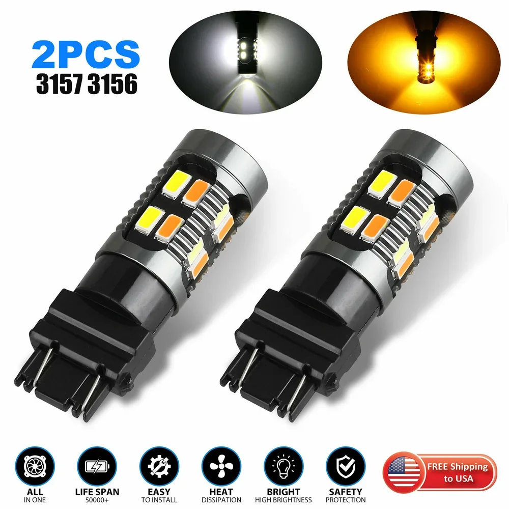 

2pcs 1157 BA15D P21W 3157 P21/5W 7443 BAU15S PY21W LED Car Tail Bulb Brake Lights Reverse Lamp Daytime Running Signal Light