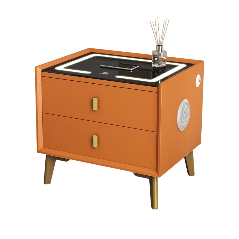 

Прикроватная тумбочка Bluetooth-динамик Современная простая спальня с двумя насосами Беспроводная зарядка USB-тумбочка с тремя насосами