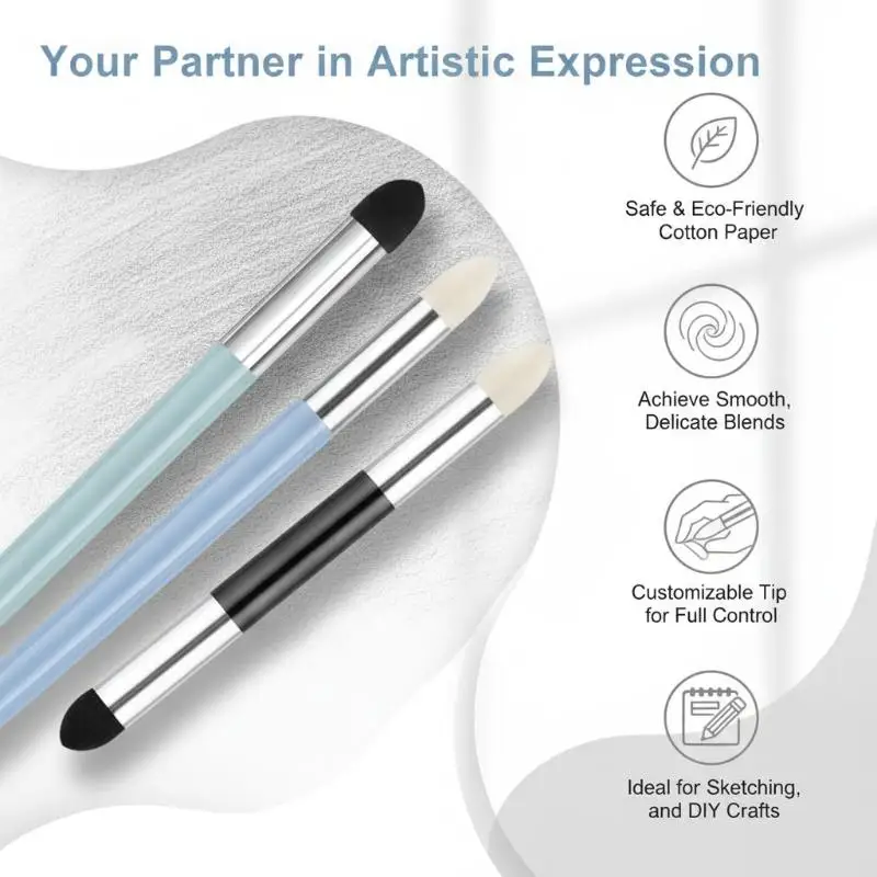 Dual-Headed Sketch Smudge Sponge Pen Set 2Pcs Reusable Eco-Friendly Art Supplies for Adult Coloring Book Painting