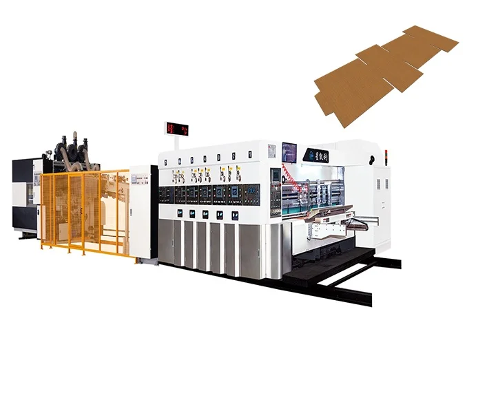 XKL Automatic Corrugated Boxes Packaging Machine Flexo Printing Slotting Folder Gluer Strapping Machine FFG Case Maker