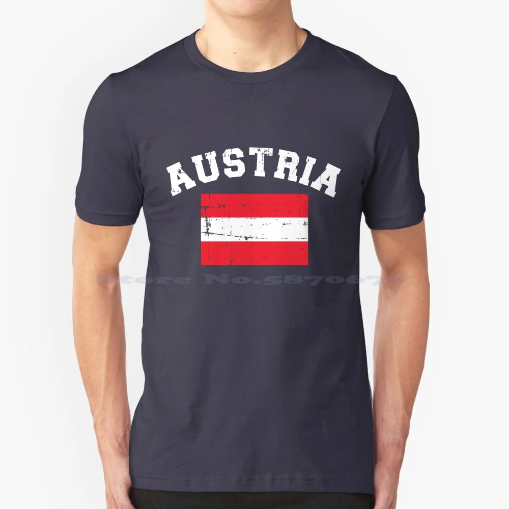 Austria Flag T Shirt 100% Cotton Tee Flag Vienna Travel Europe Alps Austrian Salzburg