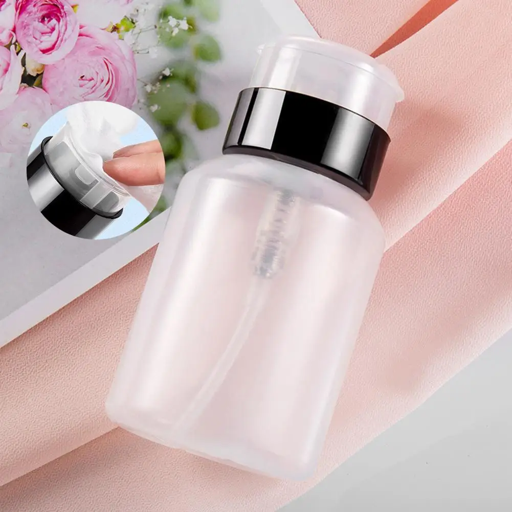 Sturdy with Lock Leak-proof Clear Cosmetic Makeup Remover Container Reusable Nail Press Bottle Nail Salon Supplies