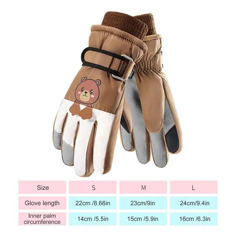 Kids Snow Gloves Non-Slip Cute Bear Outdoor Gloves Plush Waterproof Winter Supplies Windproof Cycling Gloves For Motorcycles Bic