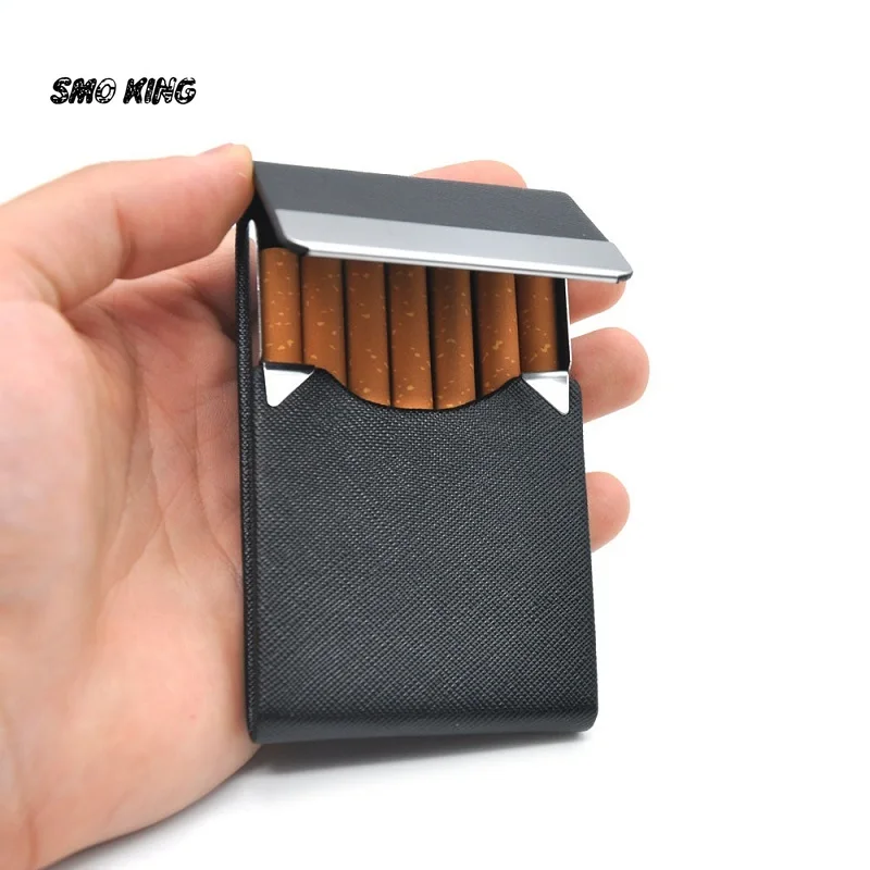 

SMO Leather Material Cigarette Case Magnetic Buckle Flip Cover PU Tobacco Box Lighter Card Storage Tools Smoking Accessories