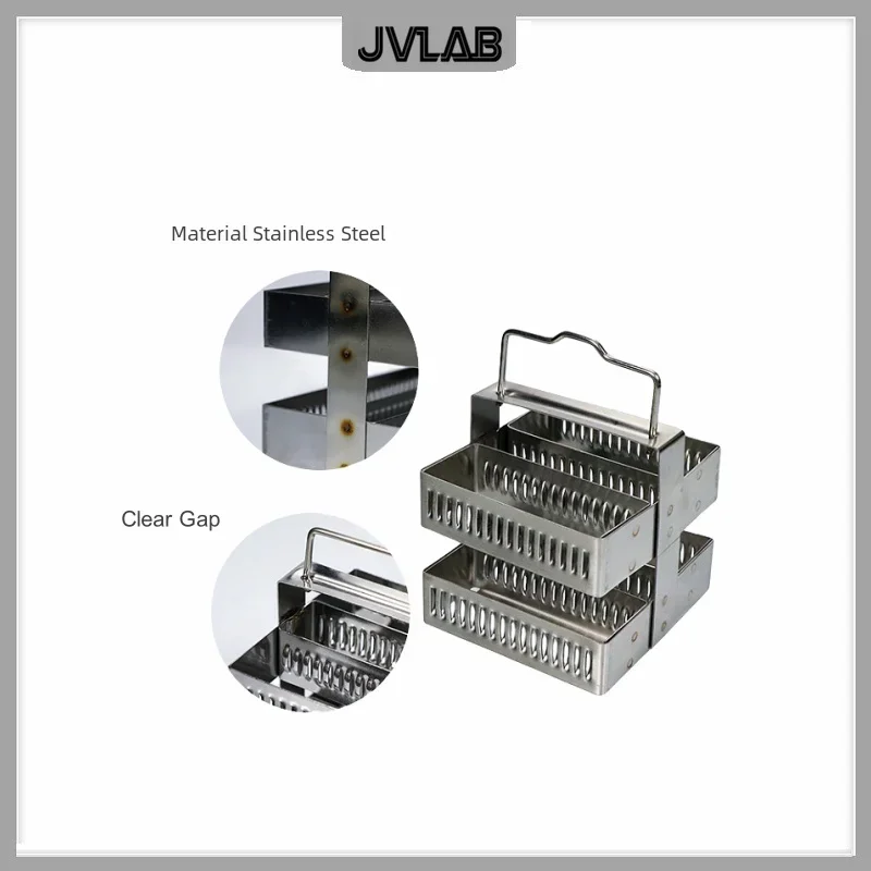 Stainless Steel Dyeing Rack Slides SUS Slides Staining Holder 75*75*75mm without Tank Resistant Acid And Alkali Up to 30 Slides