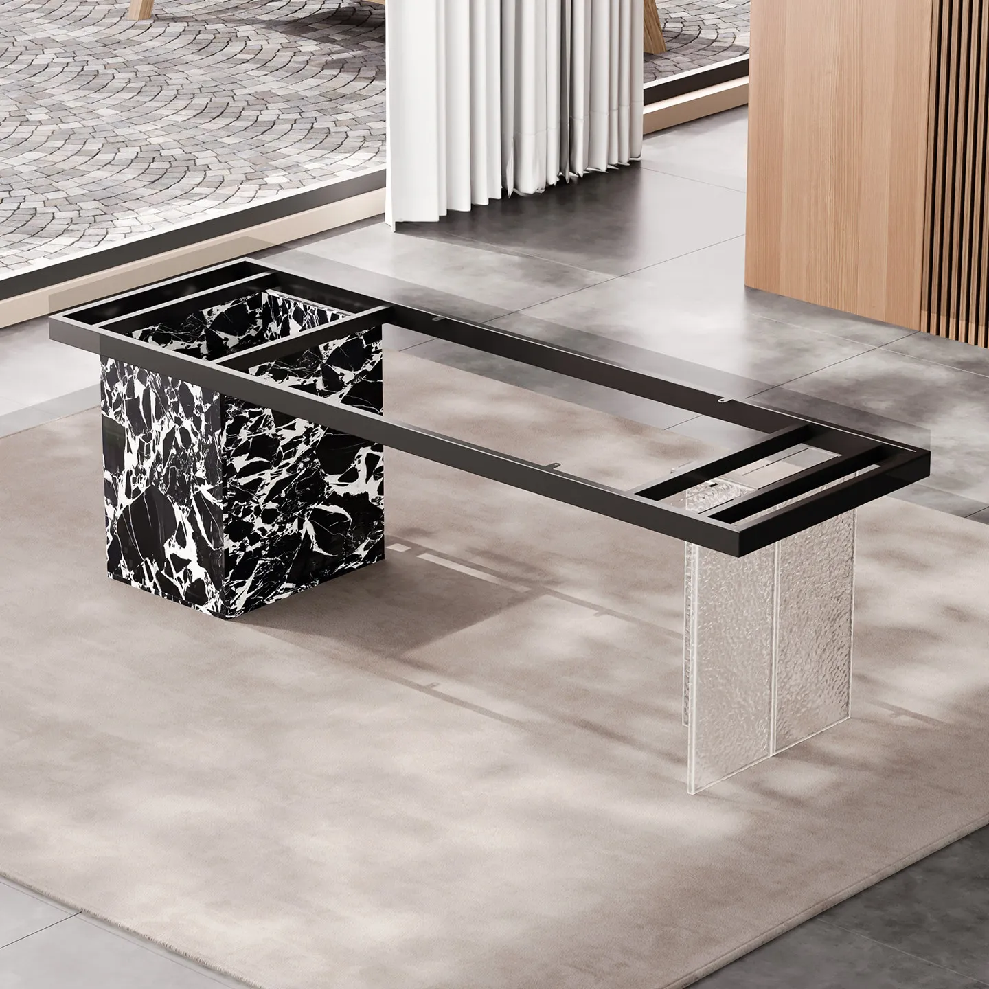 Acrylic tea table base rock slab luxury stone tea table bracket marble desk legs balcony tea table support feet