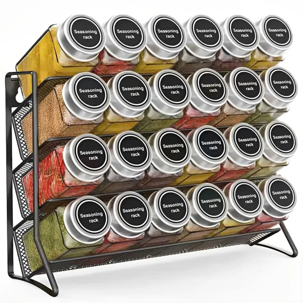 

4 Layer Spice Storage Rack Non-slip Wall-mounted Seasoning Organizer Convenient Large Capacity Spice Jars Stand Shower