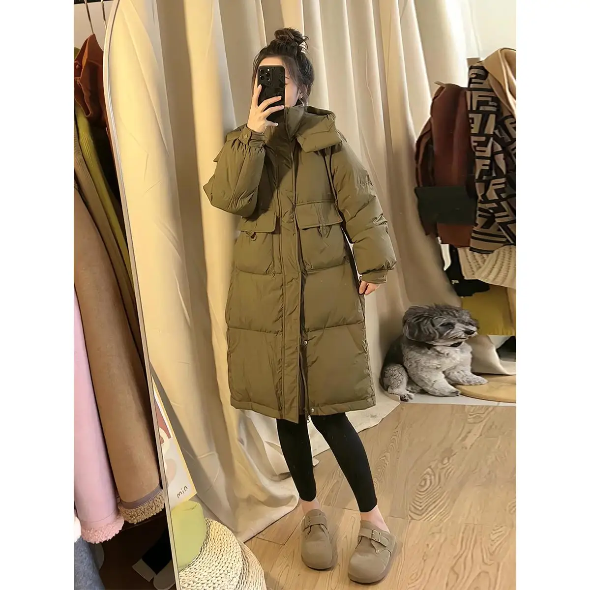 

Женская утепленная зимняя куртка средней длины с капюшоном, прямого кроя, с длинными рукавами, модная цветная верхняя одежда