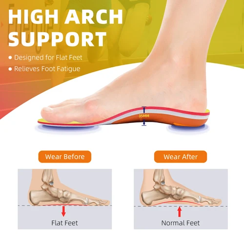 Imagen 2 del producto Plantilla para aliviar la fascitis Plantar, soportes para arco alto, inserciones ortopédicas, almohadillas ortopédicas para pies planos, plantillas para zapatos para botas de trabajo para el dolor en el talón