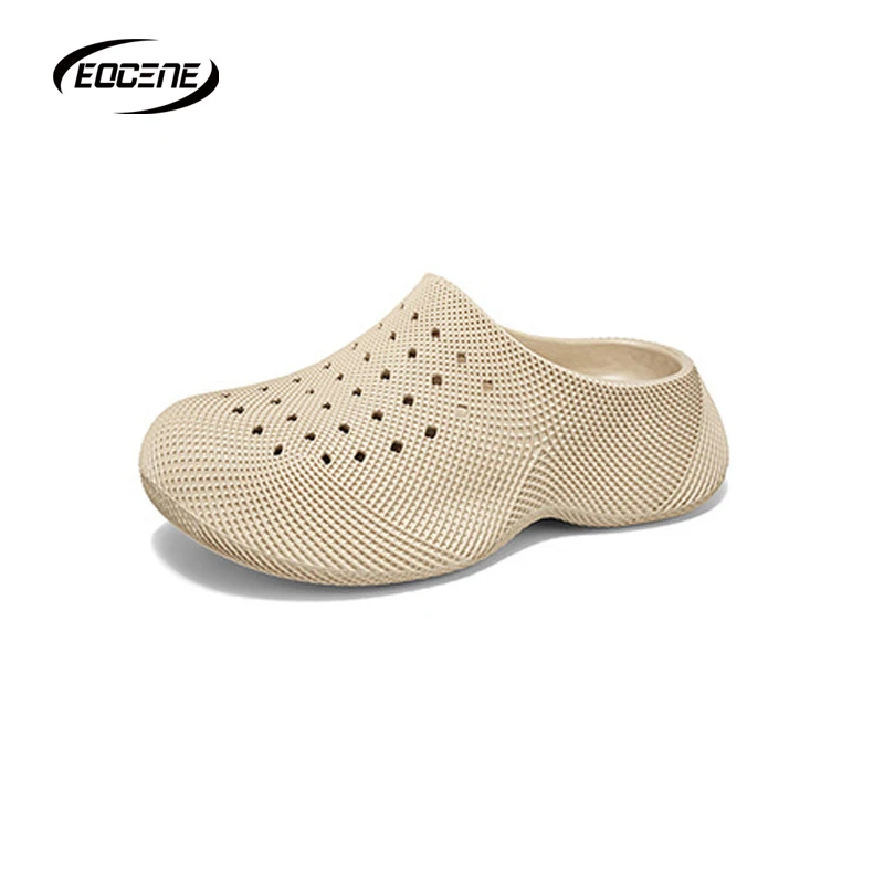 ‌EOCENE Men's Trendy Closed-Toe Slippers Summer Beach Shoes Non-Slip Couple Clogs with Height Boosting and Cloud-Like Cushioning