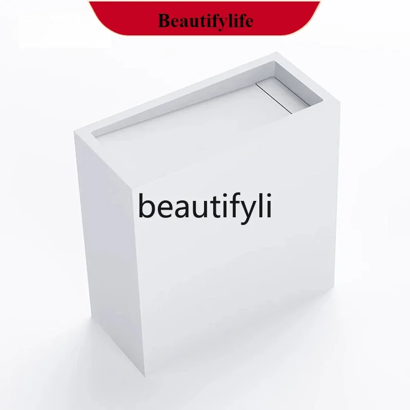 

Pure white rock slab small apartment balcony outdoor face wash toilet bathroom cabinet bathroom column basin