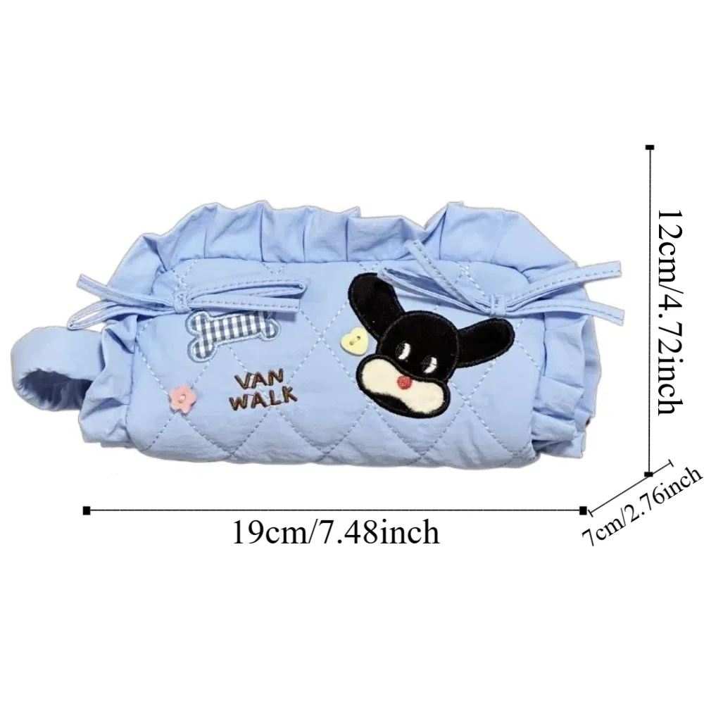 Kawaii Sweet Bow Pen Bag Large Capacity Dog Rabbit Pencil Pouch Case Ruffle Organize Stationery Handbag Students