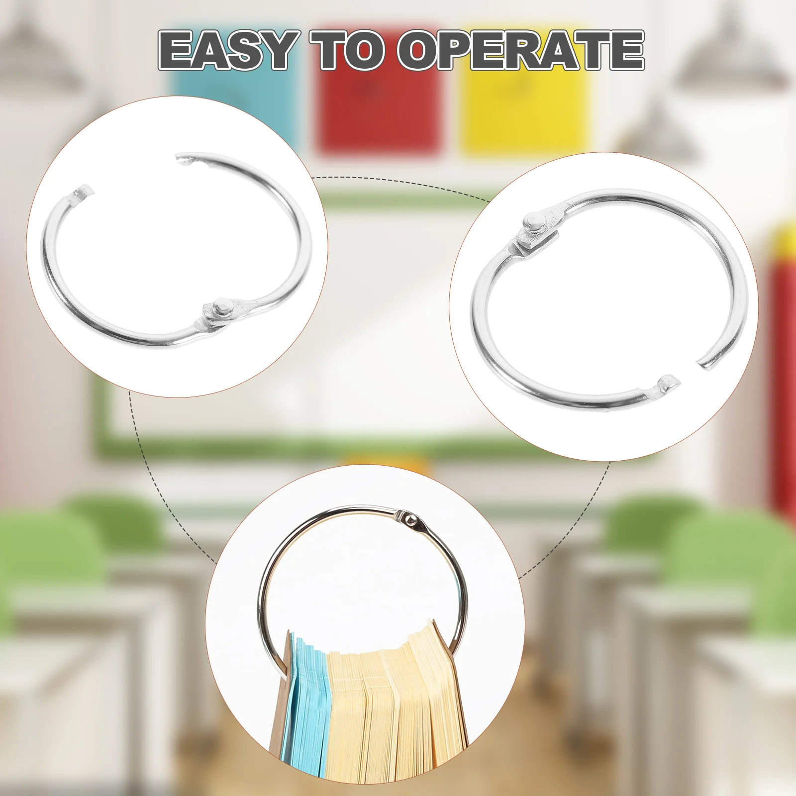 20pcs Binder Rings Metal Stationery Circle for Paper Cards Index Flash Book Fasteners Lightweight Portable DIY Craft