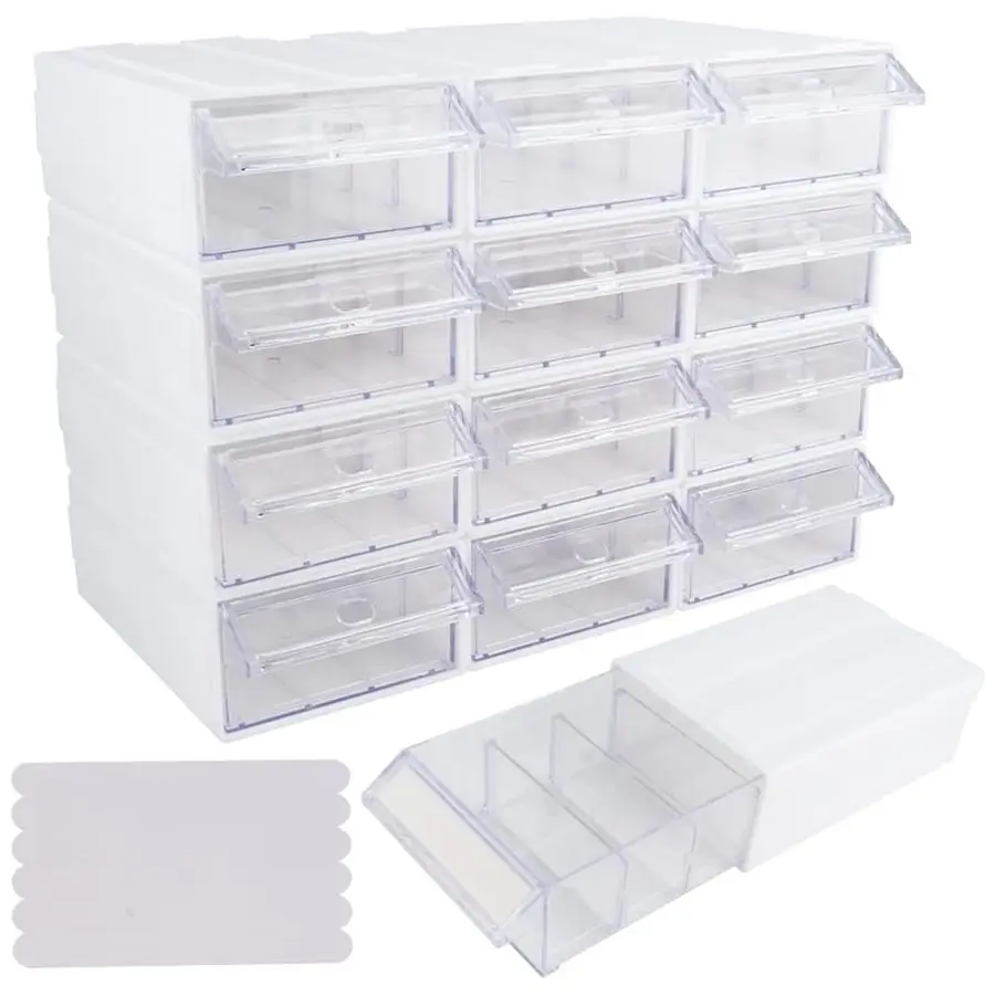 

Pcs Drawer Stackable Storage Cabinet, White Plastic Organizer with Drawers amp 36 Pcs Clear Dividers Organizer Rack amp 48 Pcs T