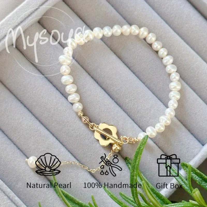 

MYSOYA 5-6 мм браслет из натурального белого пресноводного жемчуга для женщин и мужчин с подарочной коробкой, ювелирное изделие на день рождения, свадьбу, годовщину, подарок