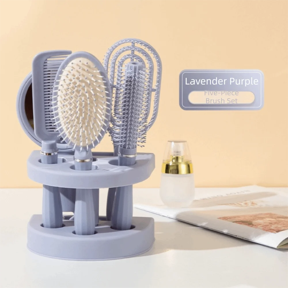 

4Pcs Grooming Hair Comb Set Anti-static Styling Salon Air Cushion Hair Comb Non-slip with Makeup Mirror