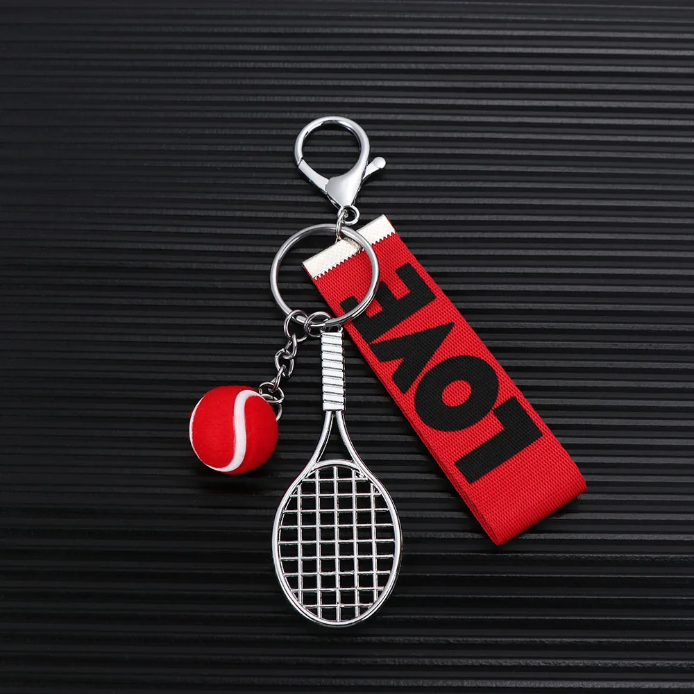 Jewelry Simple Tennis Keychain Tennis Racket Creative Tennis Racket Pendant Fashion Love Sports Keyring Couple