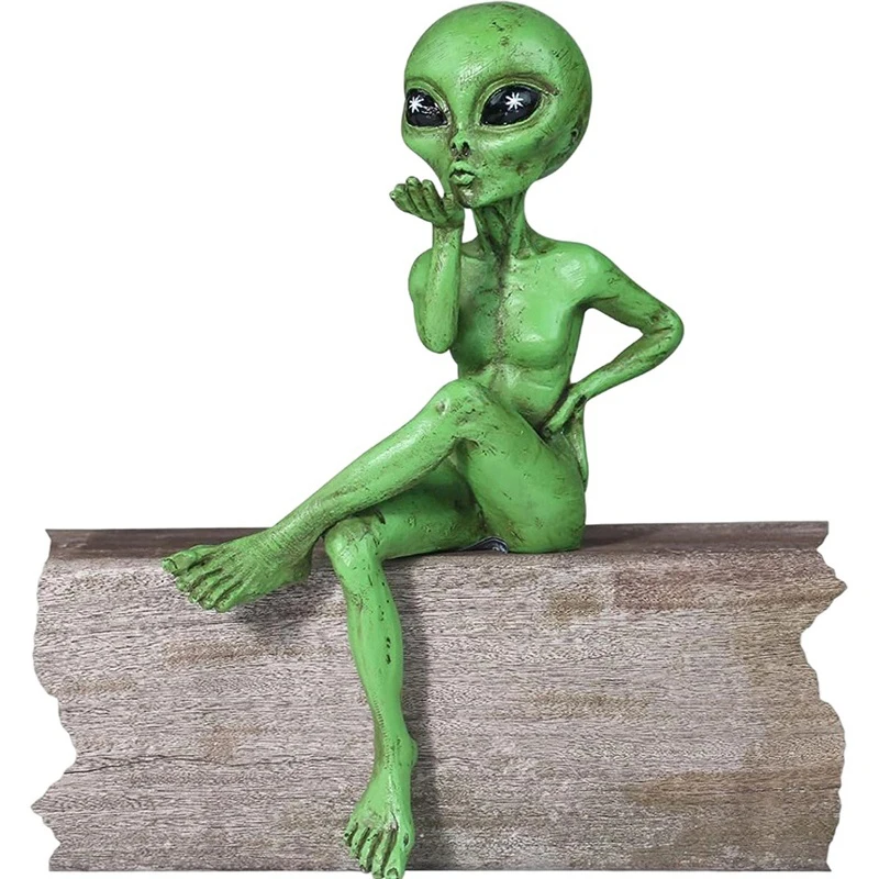 Alien-Gartenskulpturen und Statuen, Alien-Harzstatue, Ornament, Hof, beste Kunstdekoration für drinnen und draußen, Zuhause oder Büro, Sammlerstück