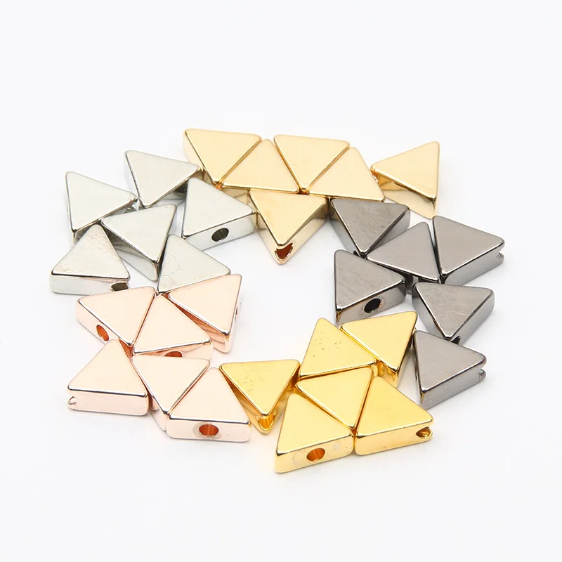 Gold Color/Silver Color Plated Metal Triangle Beads With Hole Copper Spacer Beads for Jewelry Making DIY Bracelet Accessories