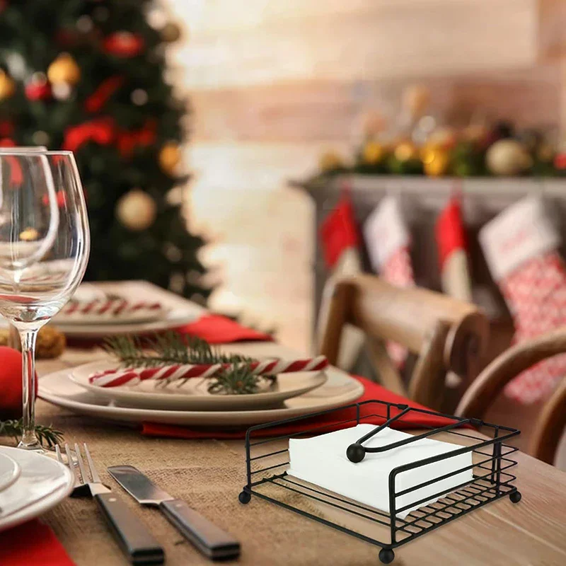 

Rustic Metal Napkin Holder Square Paper Organizer For Kitchen Home Restaurant Cafes - Tabletop Decorative Napkin Holder